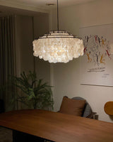 Modern Round Shell Pendant Light Coastal Chandelier for Living Room and Bedroom