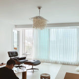 Modern Round Shell Pendant Light Coastal Chandelier for Living Room and Bedroom