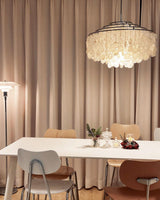 Modern Round Shell Pendant Light Coastal Chandelier for Living Room and Bedroom
