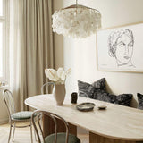 Modern Round Shell Pendant Light Coastal Chandelier for Living Room and Bedroom