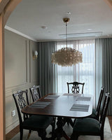 Modern Round Shell Pendant Light Coastal Chandelier for Living Room and Bedroom