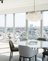 Modern Round Shell Pendant Light Coastal Chandelier for Living Room and Bedroom