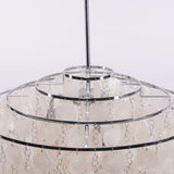Modern Round Shell Pendant Light Coastal Chandelier for Living Room and Bedroom