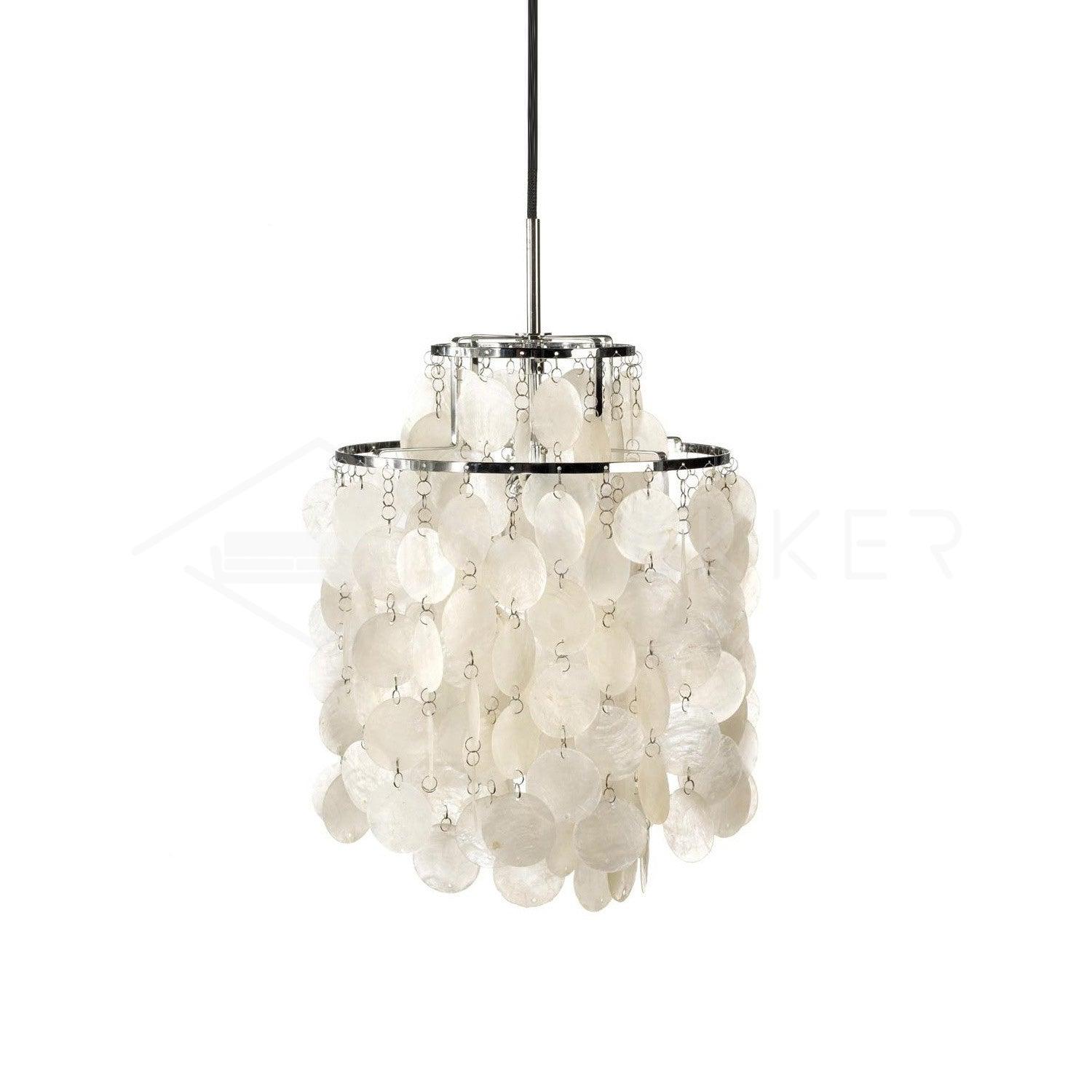 Modern Round Shell Pendant Light Coastal Chandelier for Living Room and Bedroom