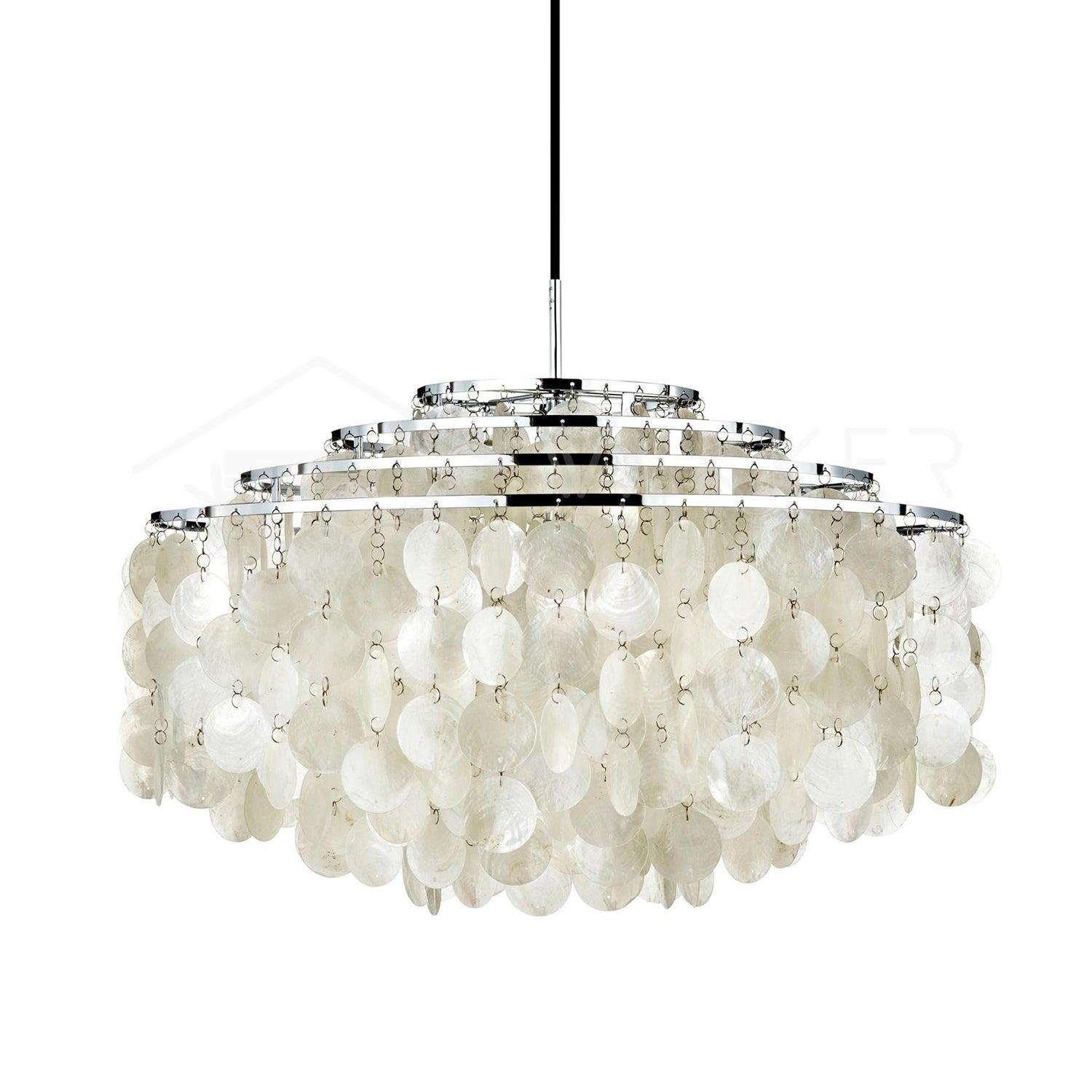 Modern Round Shell Pendant Light Coastal Chandelier for Living Room and Bedroom