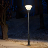 Modern Round Solar LED Outdoor Lamp Post Black Finish Dusk to Dawn Sensor Lighting