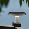 Modern Round Solar LED Outdoor Post Light with Dual Motion Sensor and IP55 Waterproof Gray Finish