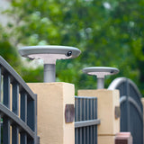 Modern Round Solar LED Outdoor Post Light with Dual Motion Sensor and IP55 Waterproof Gray Finish