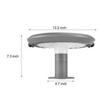 Modern Round Solar LED Outdoor Post Light with Dual Motion Sensor and IP55 Waterproof Gray Finish