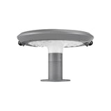 Modern Round Solar LED Outdoor Post Light with Dual Motion Sensor and IP55 Waterproof Gray Finish