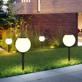 Modern Round Solar LED Pathway Lights Waterproof Outdoor Garden Stake Lighting with 3 Step Dimming