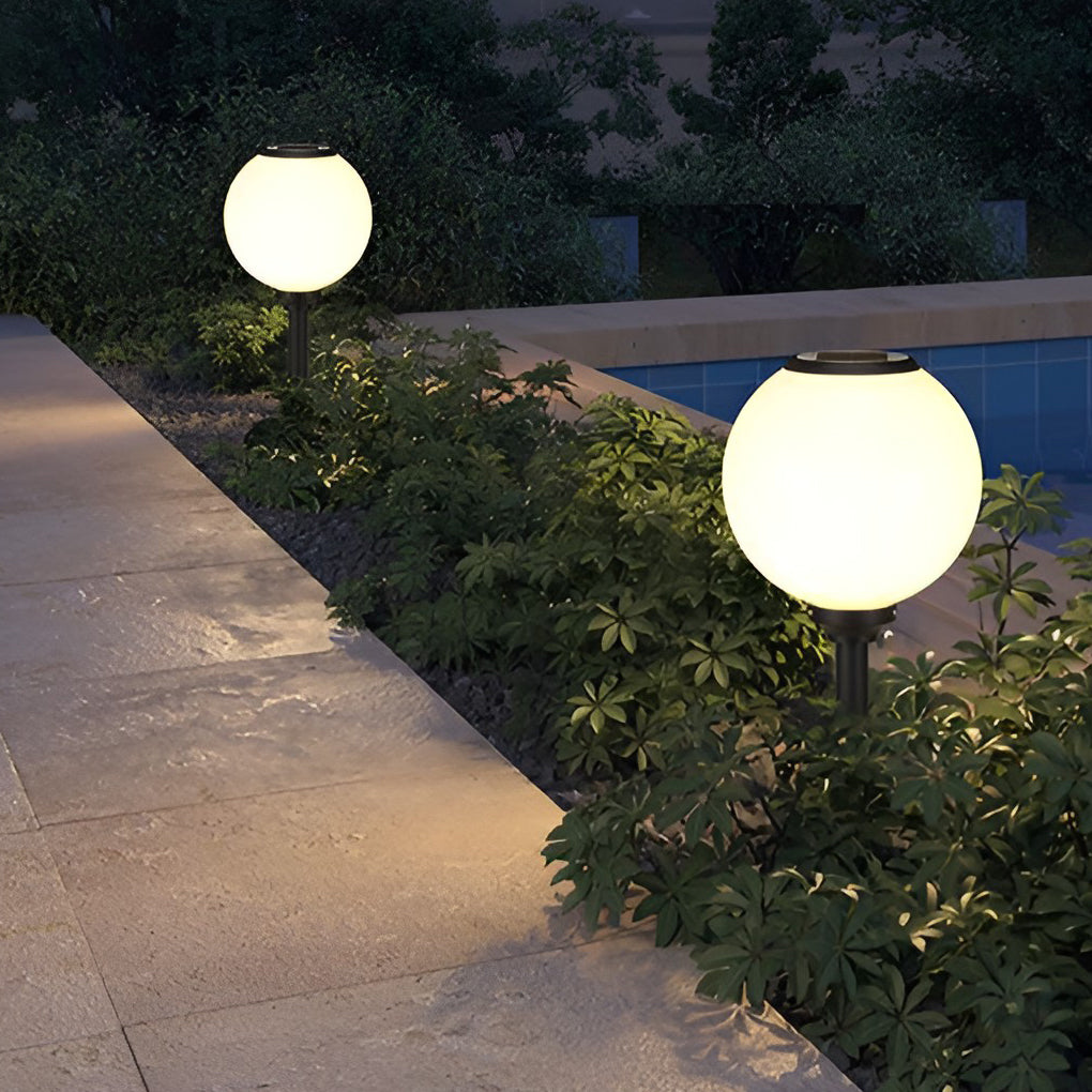 Modern Round Solar LED Pathway Lights Waterproof Outdoor Garden Stake Lighting with 3 Step Dimming