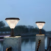 Modern Round Solar Post LED Pier Mount Light Waterproof Outdoor Lighting for Garden Fence and Gate