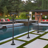Modern Round Solar Powered Outdoor Pillar Light IP65 Waterproof LED Lamp Post for Garden Path