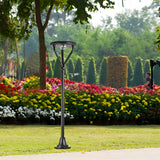 Modern Round Solar Powered Outdoor Pillar Light IP65 Waterproof LED Lamp Post for Garden Path