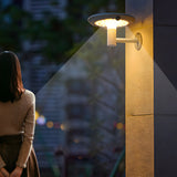 Modern Round Solar Powered Outdoor Wall Light with Dual Motion Sensor in Gray