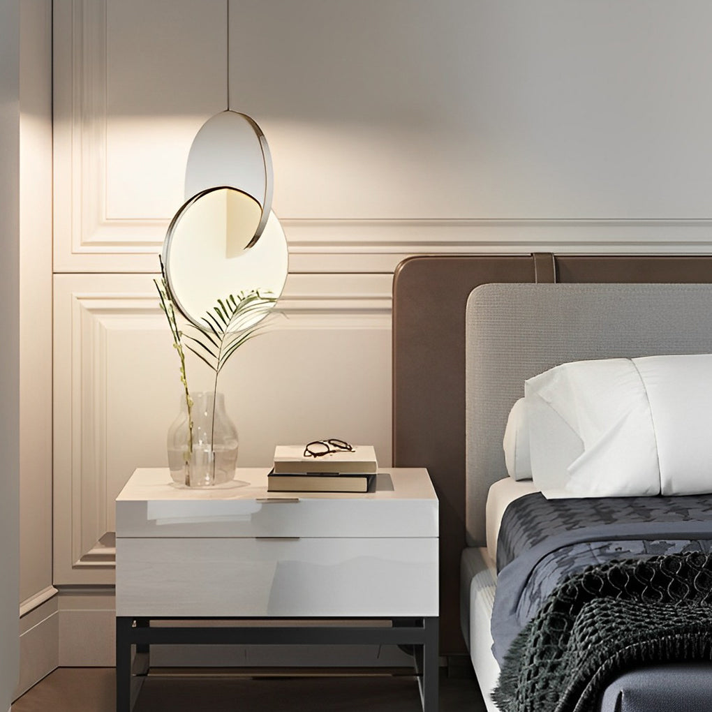 Modern Round Stainless Steel LED Pendant Light Acrylic Hanging Lamp for Dining Room and Bedroom