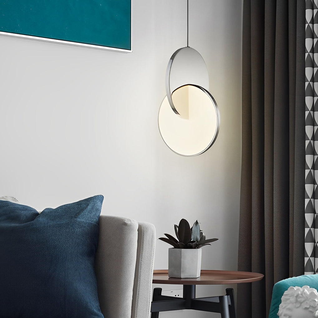 Modern Round Stainless Steel LED Pendant Light Acrylic Hanging Lamp for Dining Room and Bedroom