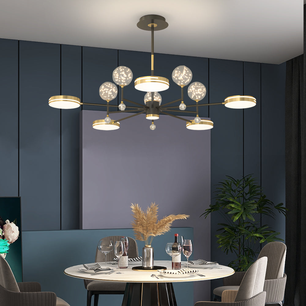 Modern Round Star Ball Glass Ceiling Light with 3 Step Dimming for Bedroom and Living Room