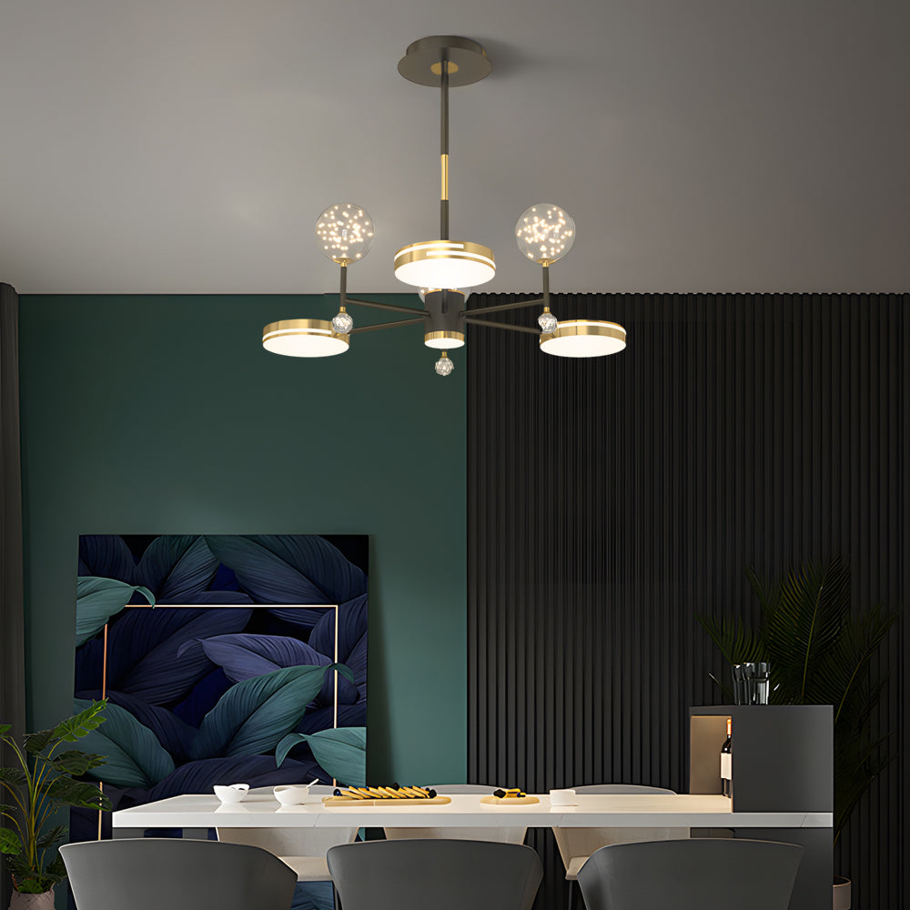 Modern Round Star Ball Glass Ceiling Light with 3 Step Dimming for Bedroom and Living Room