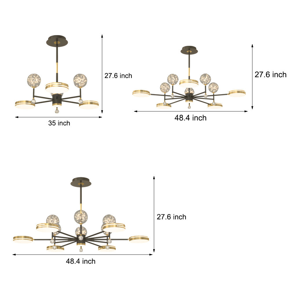 Modern Round Star Ball Glass Ceiling Light with 3 Step Dimming for Bedroom and Living Room