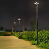 Modern Round Waterproof LED Outdoor Post Top Light Single or Double Arm Black Aluminum Pathway Fixture