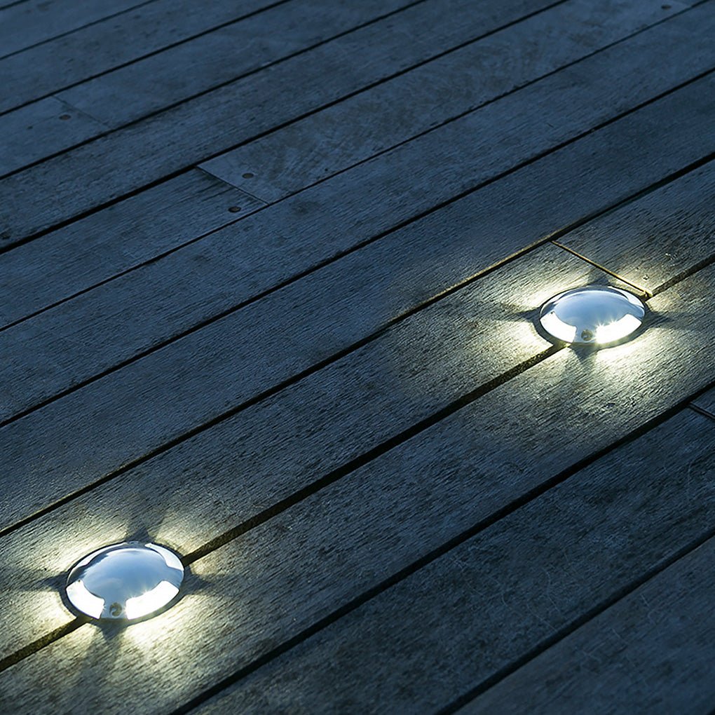Modern Round Waterproof LED Recessed Step Lights for Outdoor Garden Deck and Pathway Lighting
