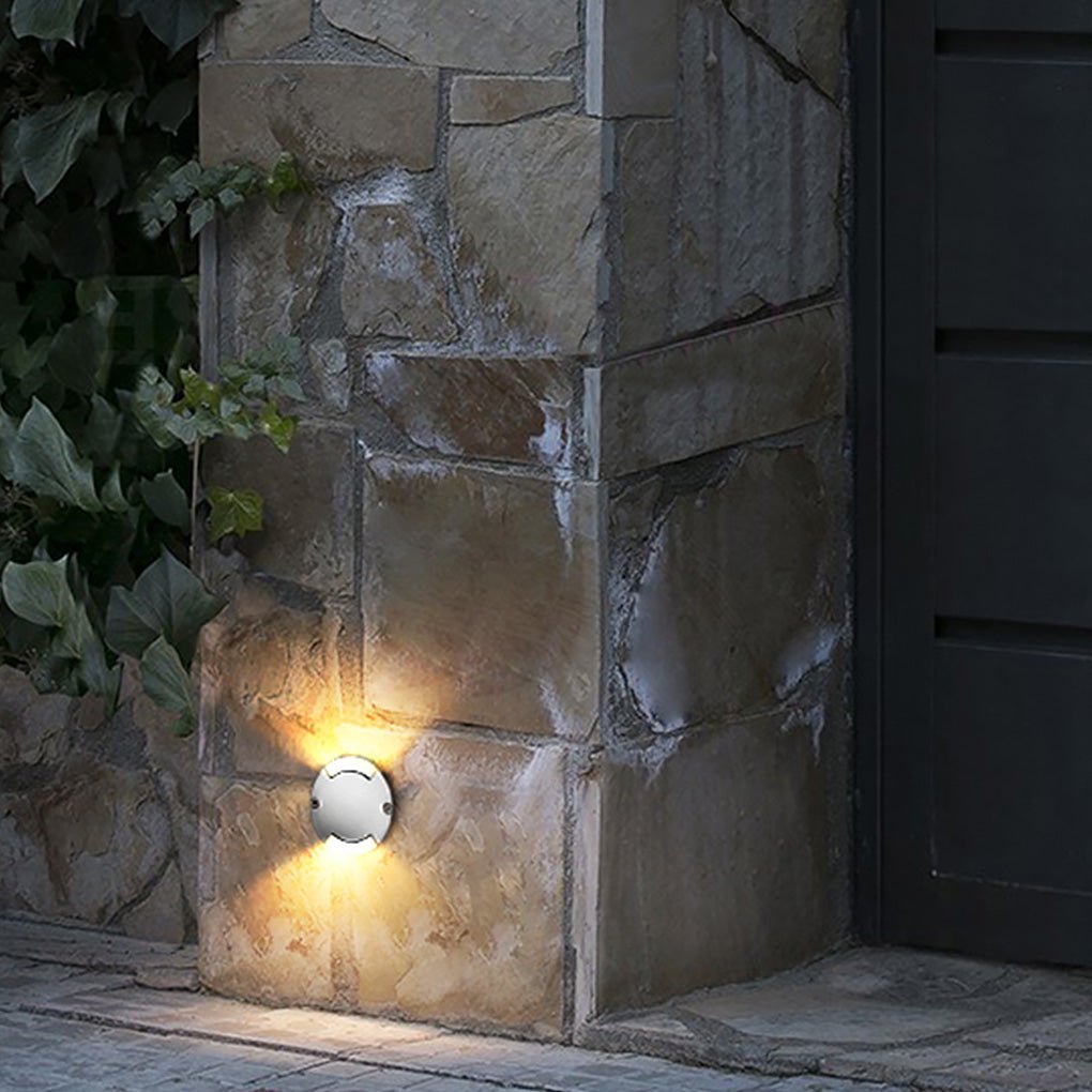 Modern Round Waterproof LED Recessed Step Lights for Outdoor Garden Deck and Pathway Lighting