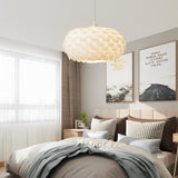Modern Round White Fish Scale LED Pendant Light with Three Step Dimming Nordic Hanging Lamp