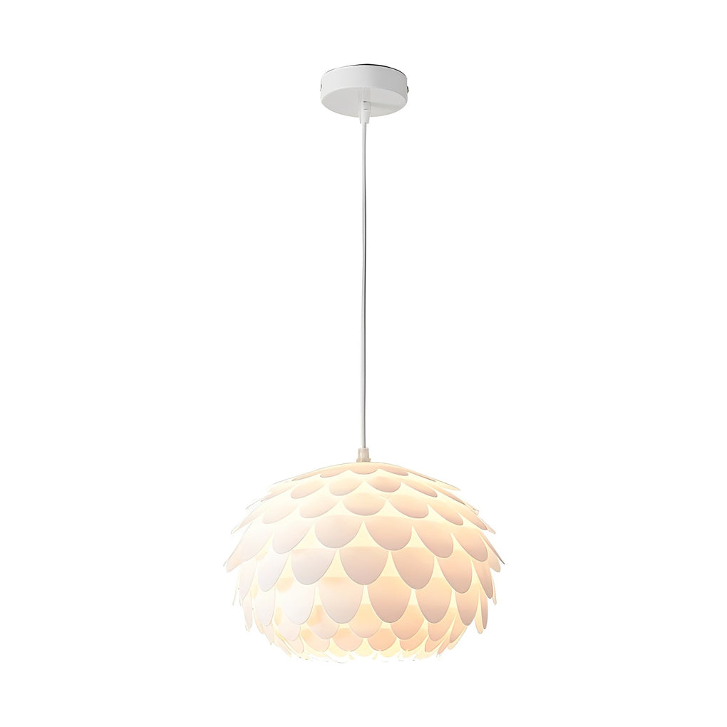 Modern Round White Fish Scale LED Pendant Light with Three Step Dimming Nordic Hanging Lamp
