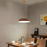 Modern Round Wood Grain LED Pendant Light Japanese Style 15 Inch Nordic Hanging Lamp