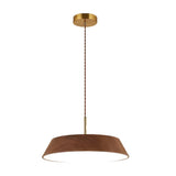 Modern Round Wood Grain LED Pendant Light Japanese Style 15 Inch Nordic Hanging Lamp