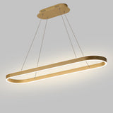Modern Rounded Rectangle LED Pendant Light Dimmable Chandelier for Dining Room and Living Room