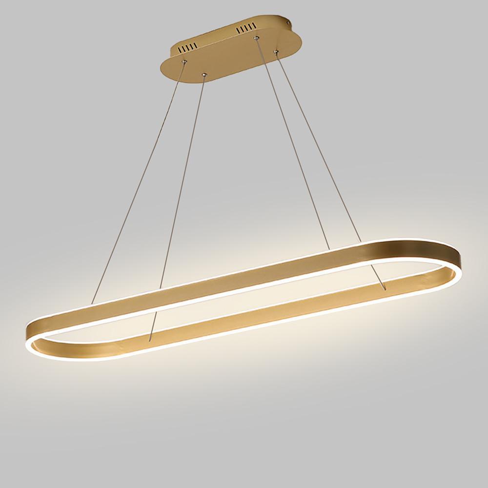 Modern Rounded Rectangle LED Pendant Light Dimmable Chandelier for Dining Room and Living Room