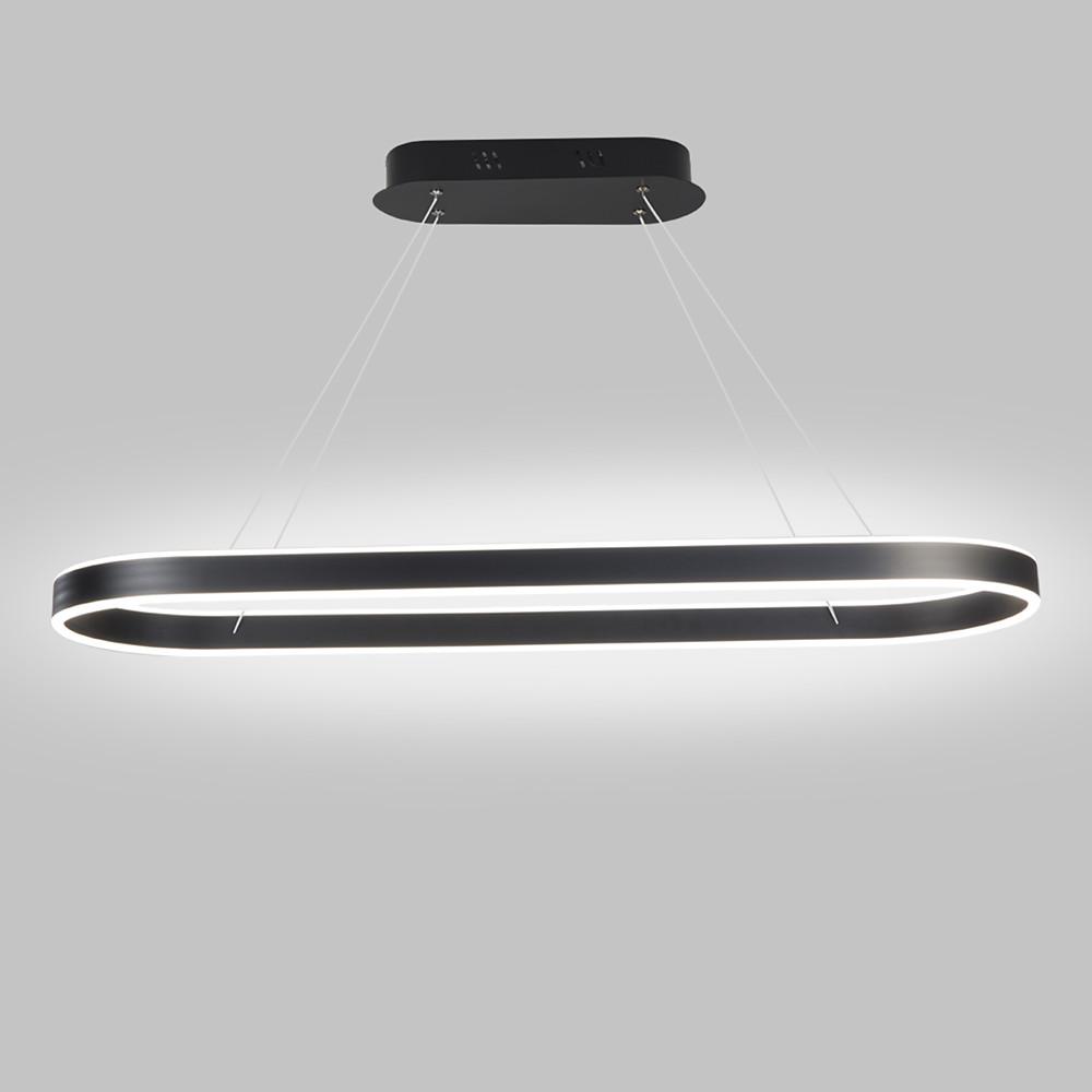 Modern Rounded Rectangle LED Pendant Light Dimmable Chandelier for Dining Room and Living Room