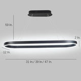 Modern Rounded Rectangle LED Pendant Light Dimmable Chandelier for Dining Room and Living Room