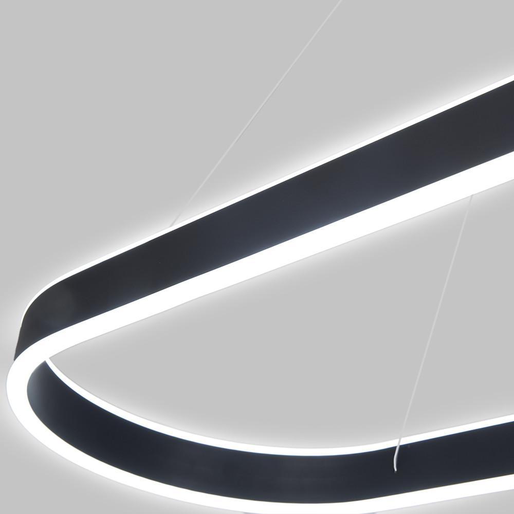Modern Rounded Rectangle LED Pendant Light Dimmable Chandelier for Dining Room and Living Room