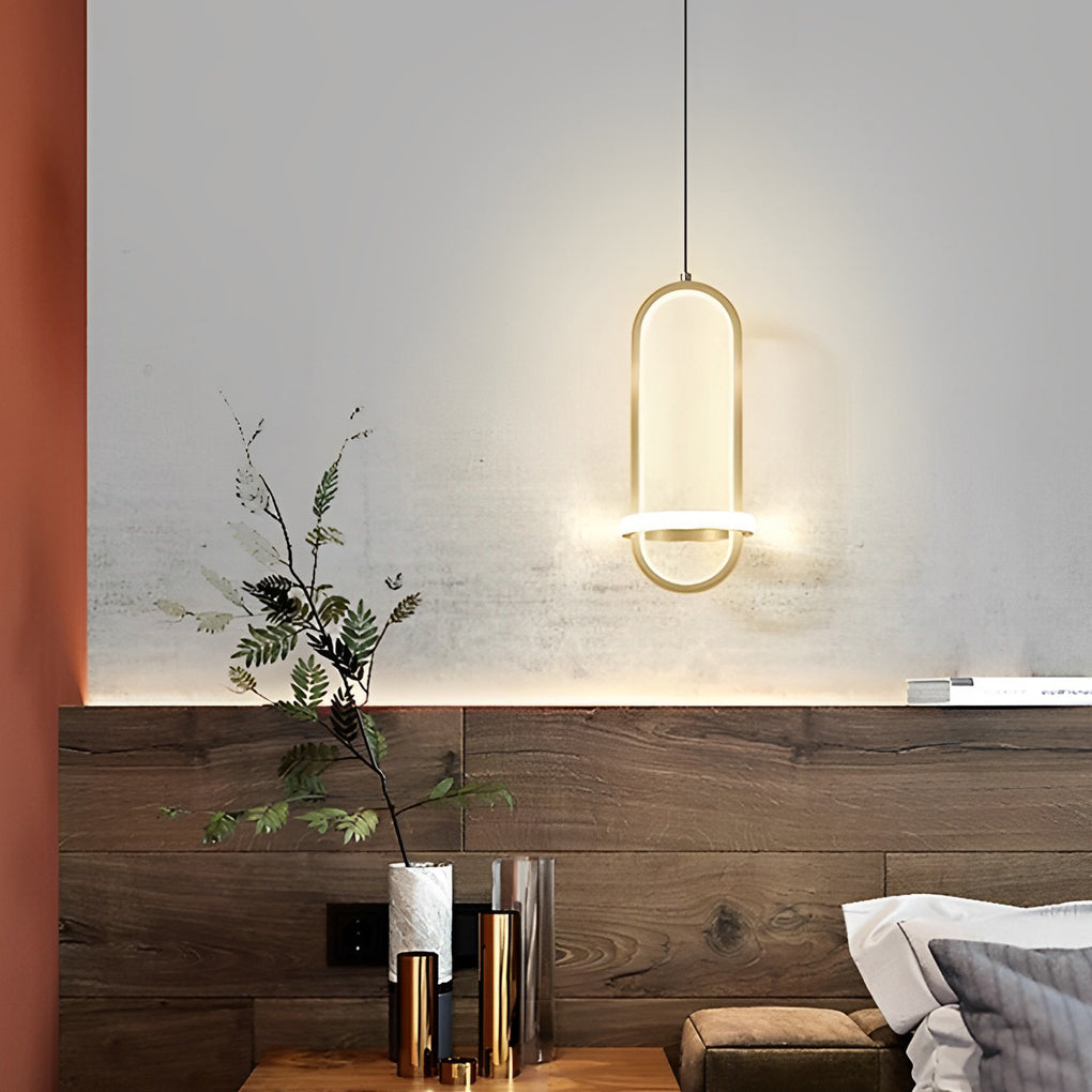 Modern Rounded Rectangle LED Pendant Light Fixture for Kitchen Island and Living Room