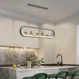 Modern Rounded Rectangular LED Pendant Light Fixture for Kitchen Island and Dining Room