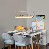 Modern Rounded Rectangular LED Pendant Light Fixture for Kitchen Island and Dining Room