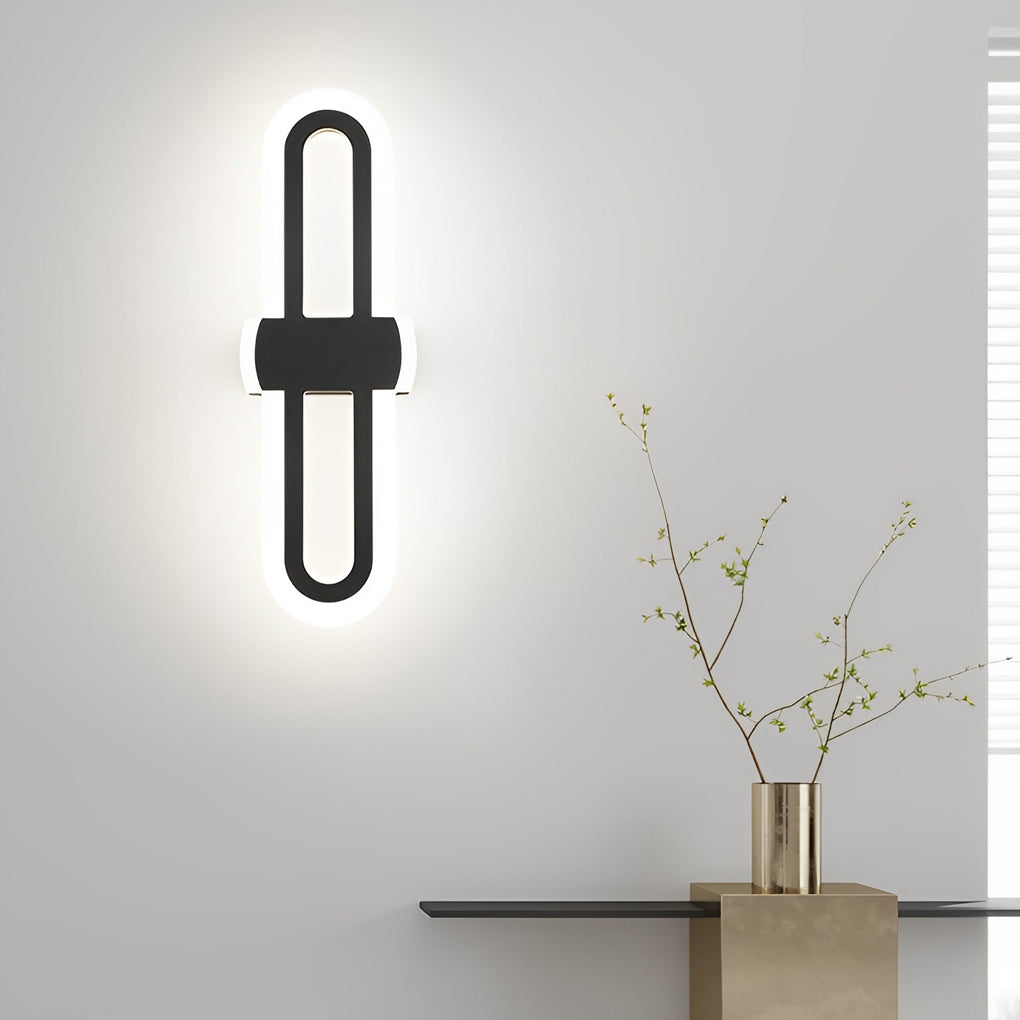 Modern Rounded Rectangular LED Wall Sconce Minimalist Iron Wall Light for Living Room and Bedroom