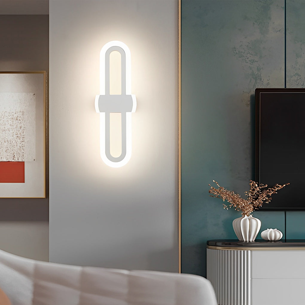 Modern Rounded Rectangular LED Wall Sconce Minimalist Iron Wall Light for Living Room and Bedroom