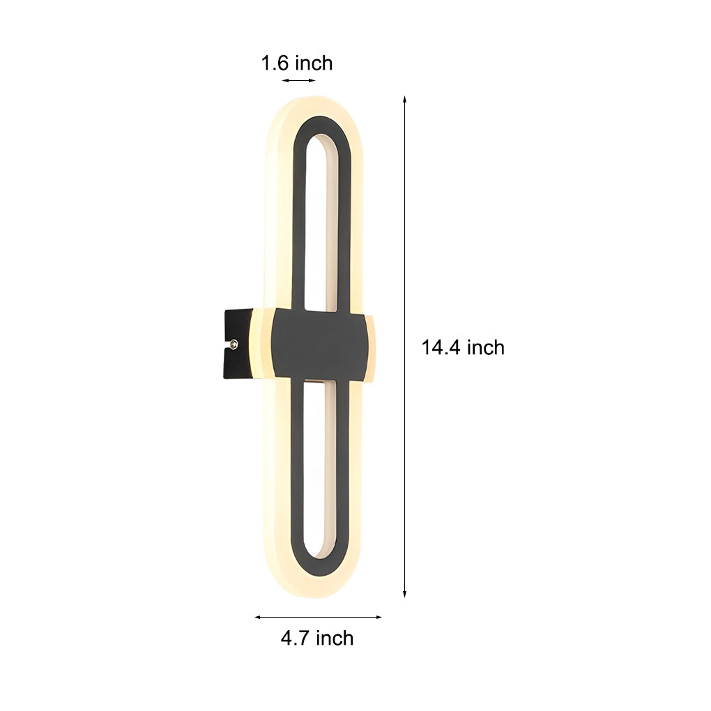 Modern Rounded Rectangular LED Wall Sconce Minimalist Iron Wall Light for Living Room and Bedroom