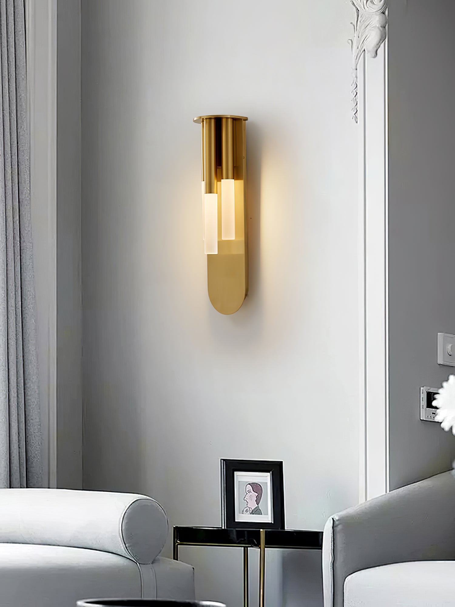 Modern Rousseau LED Wall Lamp Minimalist Indoor Sconce for Hallway and Living Room Gold Black Finish
