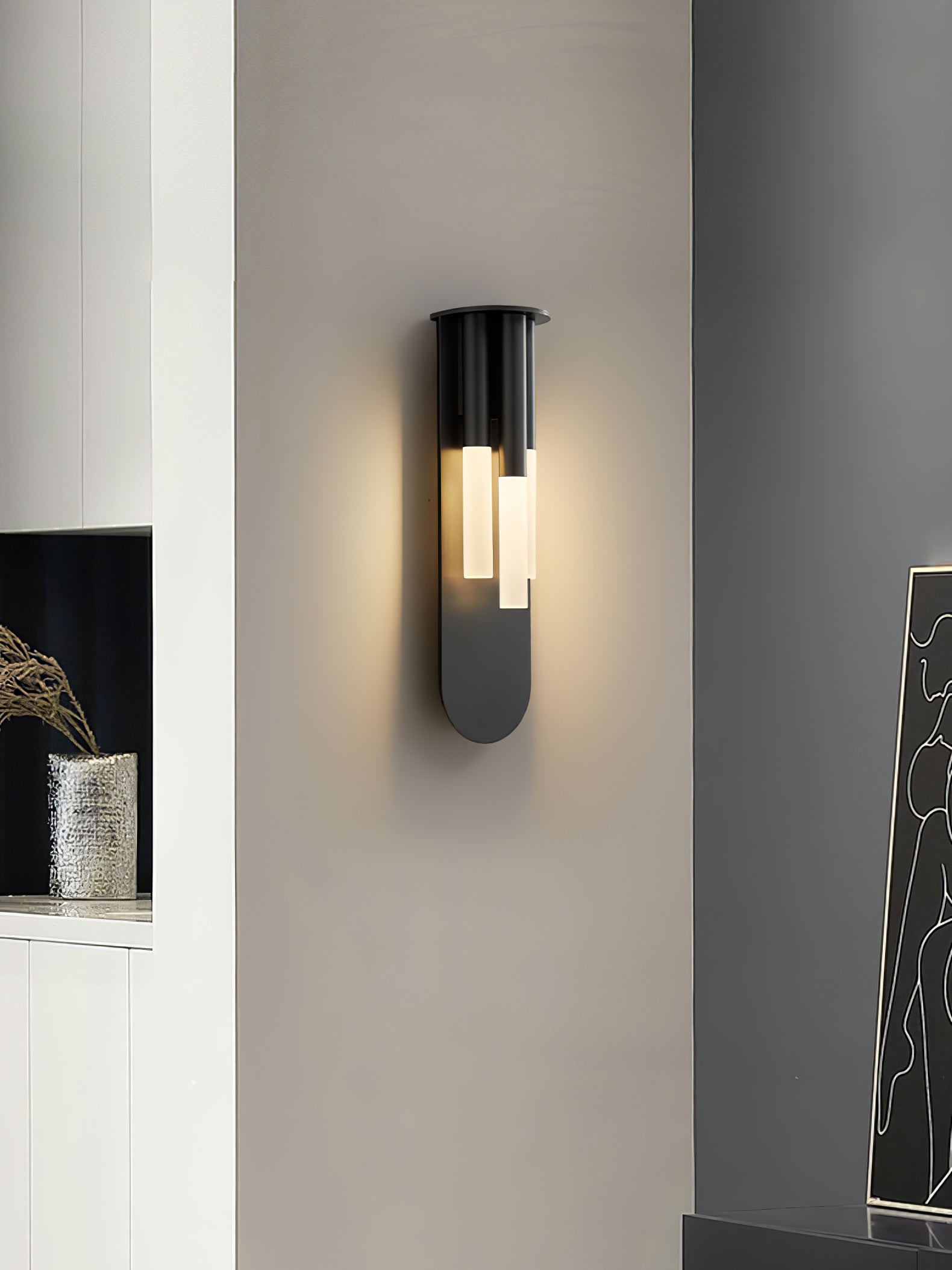 Modern Rousseau LED Wall Lamp Minimalist Indoor Sconce for Hallway and Living Room Gold Black Finish