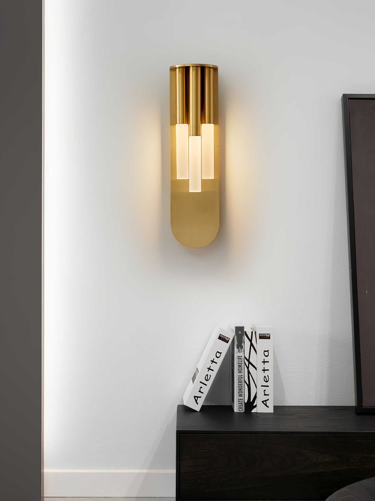 Modern Rousseau LED Wall Lamp Minimalist Indoor Sconce for Hallway and Living Room Gold Black Finish