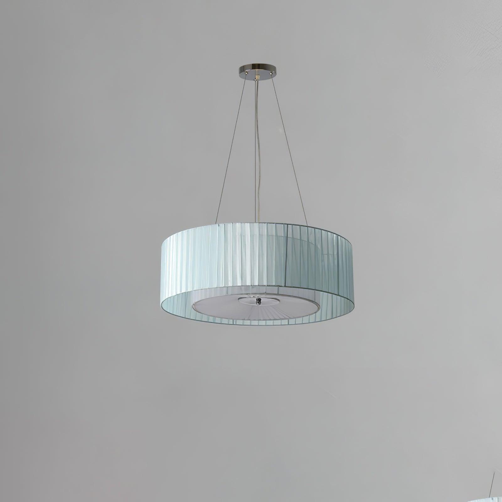 Modern Ruffle Pleated Fabric Pendant Light Japanese Style Beige Ceiling Hanging Lamp