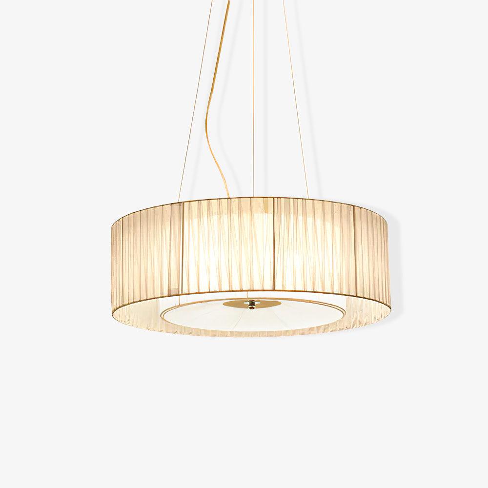 Modern Ruffle Pleated Fabric Pendant Light Japanese Style Beige Ceiling Hanging Lamp