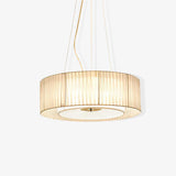 Modern Ruffle Pleated Fabric Pendant Light Japanese Style Beige Ceiling Hanging Lamp