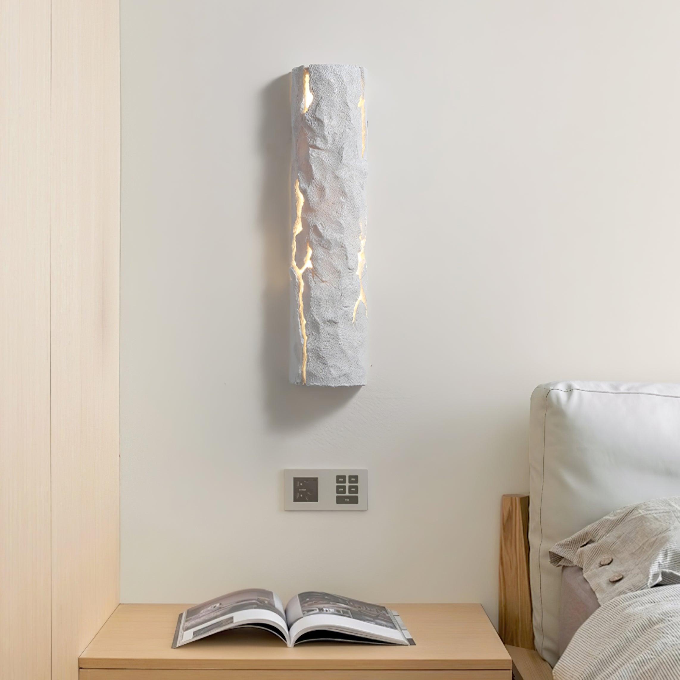 Modern Rustic Bark Textured LED Wall Sconce Resin Interior Bracket Light